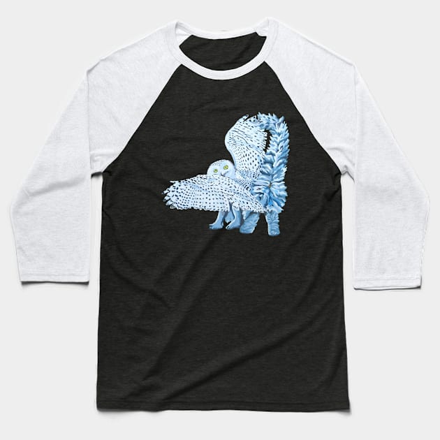 Cat Owl Baseball T-Shirt by RaLiz